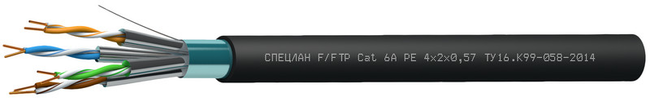 Кабель F/FTP Cat 6A PE 4x2x0,57