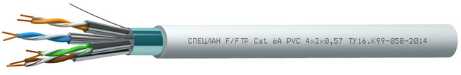 Кабель F/FTP Cat 6A PVC 4x2x0,57