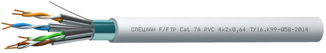 Кабель F/FTP Cat 7A PVC 4x2x0,64