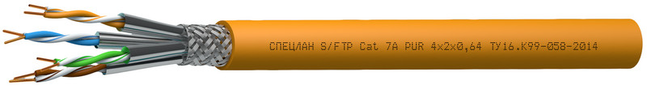 Кабель S/FTP Cat 7A PUR 4x2x0,64